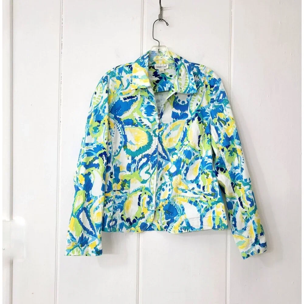 Coldwater Creek Watercolor Print Short Cotton Jacket - Picture 1 of 6